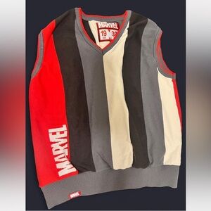 Marvel Sleeveless Striped Sweater - Red, Black, Gray, White